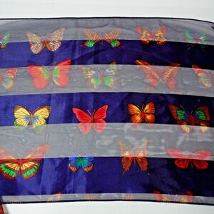 Butterfly Scarf Blue Multicolor Rainbow Art to Wear Whimsical Fairy Boho Twee